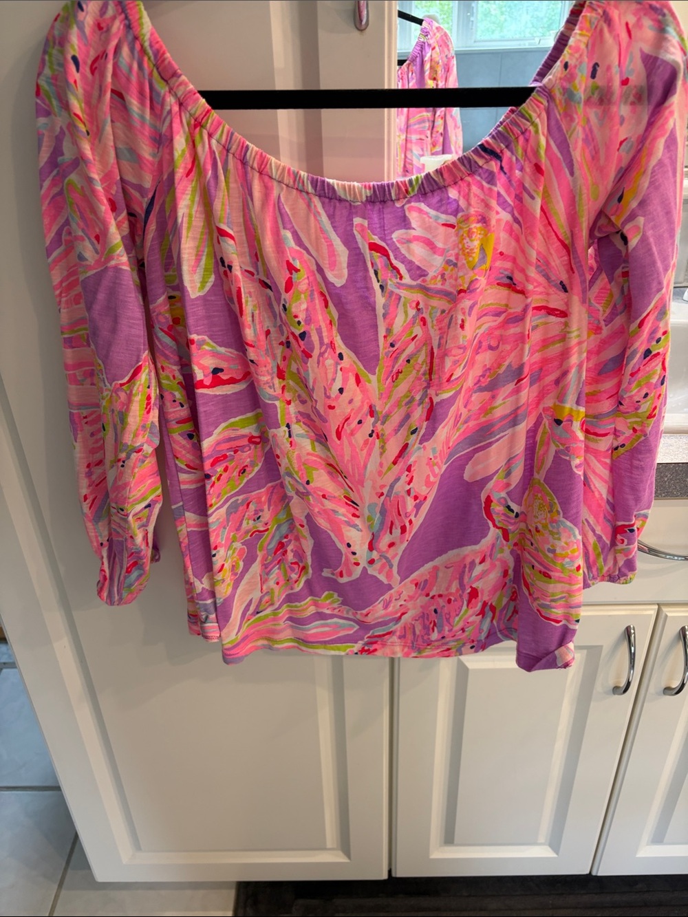 Lily Pulitzer Women's Off-Shoulder Floral Print Top in LavenderPink